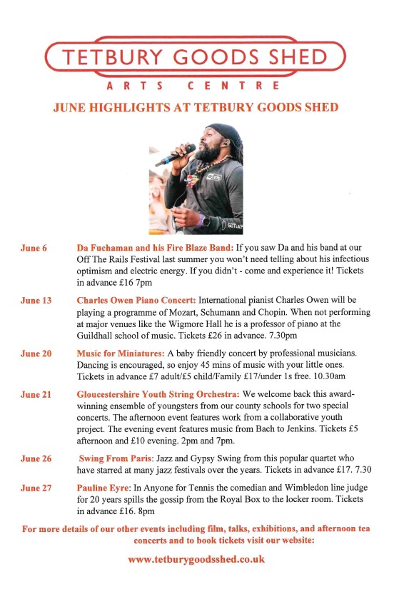 Tetbury Goods Shed - June Highlights